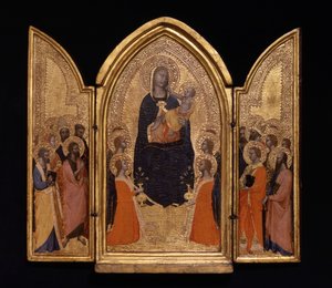 Madonna med barn och helgon (Sterbini-triptyken) av anonymous 