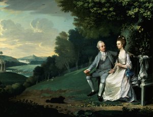Porträtt av ett par, som sägs vara Sir Francis och Lady Dashwood på Wycombe Park av anonymous 