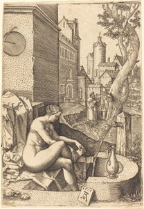Susanna överraskad av de två äldste av anonymous Germany 16th Century after Heinrich Aldegrever