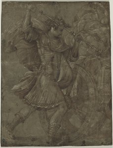 Man i rustning bredvid en vagn av assistant of Francesco Salviati