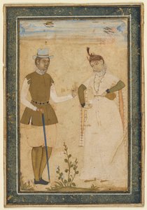 Ett europeiskt par av attributed to Ali Riza, the "Bodleian Painter"