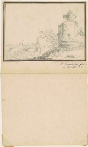 Landskap med en fontän av attributed to Benjamin Franklin Bache