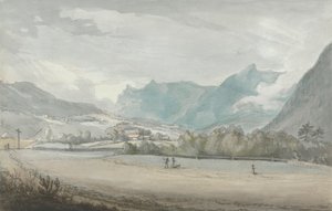 Bergigt landskap med figurer av attributed to Benjamin West