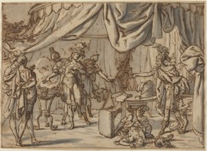 Mucius Scaevola av attributed to Bernardo Castello