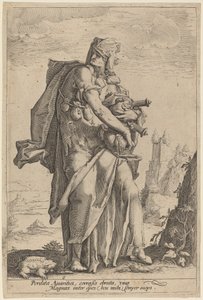 Girighet av attributed to Jacob Matham, after Hendrik Goltzius