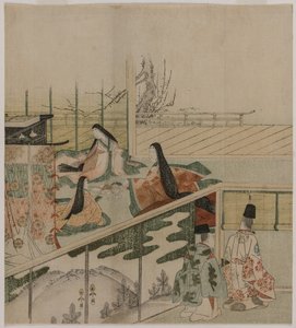Domstolsdamer som gör dockor av attributed to Kubo Shunman
