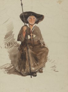 Studie av en pilgrim av attributed to Samuel Palmer