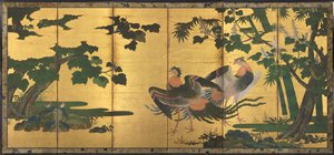 Phoenixes och Paulownia av attributed to Tosa Mitsuyoshi