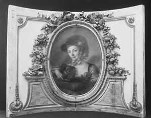 Kvinna med en hund en av en uppsättning, 1770-90. av ca. 1775 . French Painter
