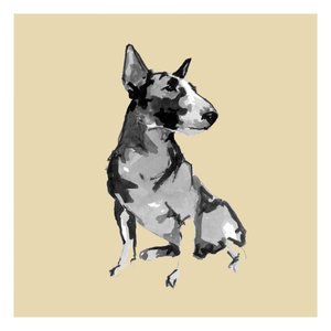 Sittande bullterrier av cartissi