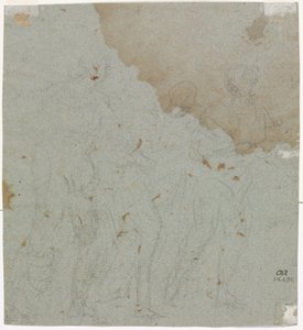 Skiss för Lot och hans döttrar (verso) av circle of Pietro da Cortona