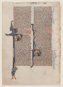 Blad från en latinsk bibel: Initial P: St. Paul med ett svärd och en bok av circle or workshop of William de Brailes