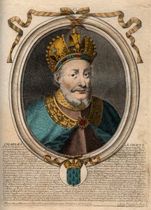 Porträtt av Karl II den skallige (823-877), Frankrikes kung - Karl II (823-877) den skallige - gravyr från 