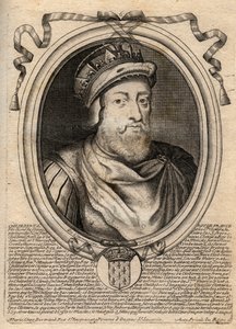 Porträtt av Childebert I, Frankernas kung - Kung Childebert I (497-558) - gravyr från 