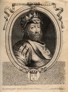 Porträtt av Childeric I, kung av Salians Francs (436-481) - CHILDERIC I kung av Salian Franks - gravyr från 