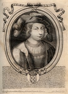 Porträtt av Clothaire III (652 - 673), kung av Neustrien och Bourgogne - Chlothar III eller Clotaire III, frankernas kung från merovingernas hus - gravyr från 