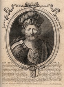 Porträtt av Eudes (Odon) (v. 860 - 898), greve av Paris och Troyes, då kung av Frankrike - EUDES greve av Paris vald till fransk tron efter avsättningen av kejsaren Karl - gravyr från 