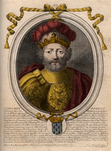 Porträtt av Eudes (Odon) (v. 860 - 898), greve av Paris och Troyes, då kung av Frankrike - EUDES greve av Paris vald till fransk tron efter avsättningen av kejsaren Karl - gravyr från 