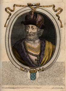 Porträtt av Ludvig I den fromme eller "" Debonnaire" (778-840), Frankrikes kung - Ludvig I den fromme (778-840) Frankrikes kung, helige romerske kejsare - gravyr från 