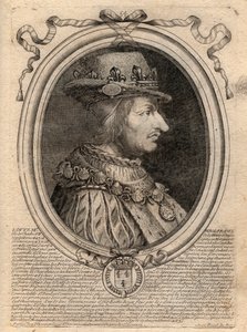 Porträtt av Ludvig XI (1423-1483), kung av Frankrike - Porträtt av Ludvig XI av Frankrike (1423-1483), kung av Frankrike - gravyr från 
