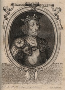 Porträtt av Robert II den fromme (ca 972 - 1031), kung av Frankrike - kung Robert II, kallad den fromme - gravyr från 