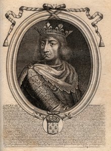 Porträtt av Saint Louis (Saint-Louis, Louis IX (1214-1270) - Saint Louis IX (1214-70) kung av Frankrike - gravyr från 