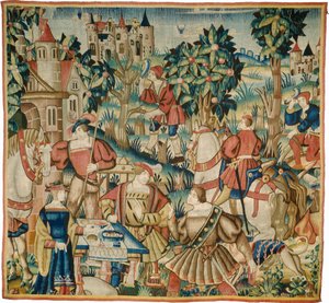 Återkomsten från jakten av design and cartoon Flemish 16th Century, probably Tournai; woven in Tournai in an undetermined workshop