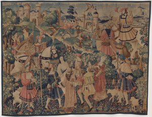 Jakt och pastorala scener, med en säckpipare och dansare av design probably French 16th Century, Paris; woven in southern Netherlands or Paris in an undetermine workshop