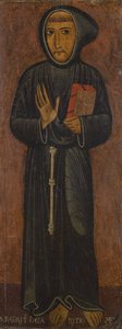 Representation av Saint Francis of Assisi (målning på trä) av di Magnano da Arezzo Margaritone