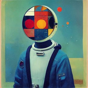 Abstrakt målning, rysk astronaut, väggkonst | Canvastavlor