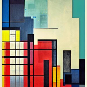 Arkitektoniska geometriska abstraktioner på canvas , väggkonst