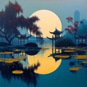 Japanskt landskap & traditionell hemexteriörmålning, väggkonst | Canvastavlor