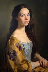 Porträttmålning av vacker kvinnlig supermodell 18th Century | Canvastryck, väggkonst | Canvastryck