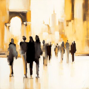 Urban Life: Abstrakt impressionistisk siluettmålning av F. Abderrahim
