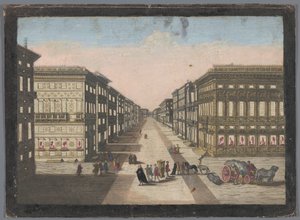 Gezicht op de Strada Nuova te Genua Utsikt över Strada Nuova