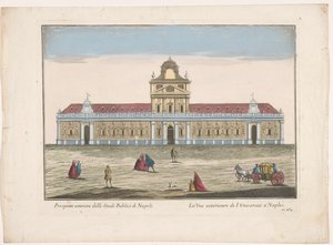 Utsikt över universitetet i Neapel Prospetto esteriore degli Studi Publici di Napoli (titel på objektet)