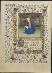 Blad från en timbok: St. Matteus av follower of Limbourg Brothers