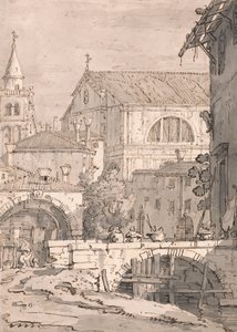 Venetian Fantasy av imitator of Canaletto