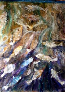 Fish Rising, 2018 (olja på duk)