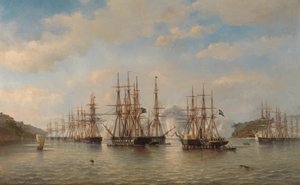 Holländska, engelska, franska och amerikanska skvadroner i japanska vatten under expeditionen ledd av den franske befälhavaren Constant Jaurès, september 1864 av jonkheer Jacob Eduard van Heemskerck