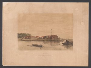 Fort Zeelandia i Paramaribo Surinam. Utsikt över Fort Zelandia i Paramaribo (titel på objekt) Västindien (serietitel på objekt) Utsikter från Nederländernas Västindien (serietitel) av jonkheer Jacob Eduard van Heemskerck