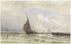 Vlissingens hamn, med inkommande segelfartyg av jonkheer Jacob Eduard van Heemskerck