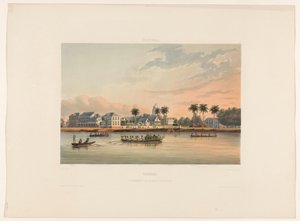Vid vattnet med landshövdingens hus i Paramaribo Surinam. Regeringshus och torg i Paramaribo (titel på objekt)