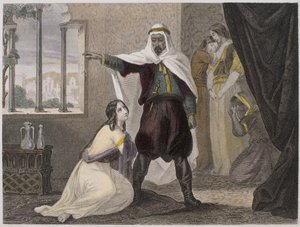 Bortförandet av den vackra Zhoraydah, illustration från Histoire des pirates et corsairs de lOcean et de la Mediterranee av P. Christian, 1842-52 av or Ciappori Puche, Claudius Joseph Ciappori