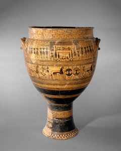 Grekisk vindskrater, geometrisk period (terrakotta) av painter Hirschfeld