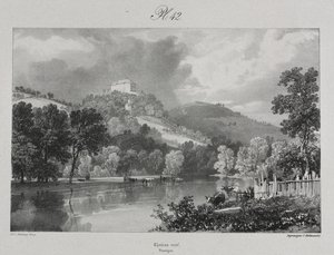 Pittoreska och romantiska resor i det antika Frankrike. Auvergne: Nya slottet av probably by Antoine Louis Barye