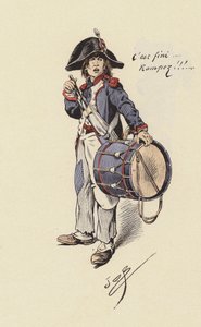 Trummispojke (färg litho) av pseudonym for Onfray de Breville Jacques Job