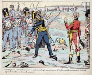 Första imperiet: representation av general Pierre Cambronne (1770-1842) som uttalar "Vakteren dör men kapitulerar inte"""" vid slaget vid Waterloo av pseudonym for Onfray de Breville Jacques Job