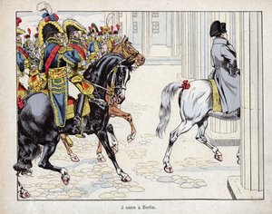 Han går in i Berlin - Napoleons trupper Jag går in i Berlin - 1806 - litografi av Job (Jacques Onfroy de Breville) från "" Le Grand Napoleon des Petites Enfants""" 1893 av pseudonym for Onfray de Breville Jacques Job