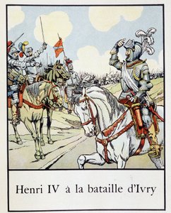 Henri IV (1553 - 1610) vid slaget vid Ivry 1590 - i "" Petite histoire de France"" av Jacques Bainville, red. Mane av pseudonym for Onfray de Breville Jacques Job